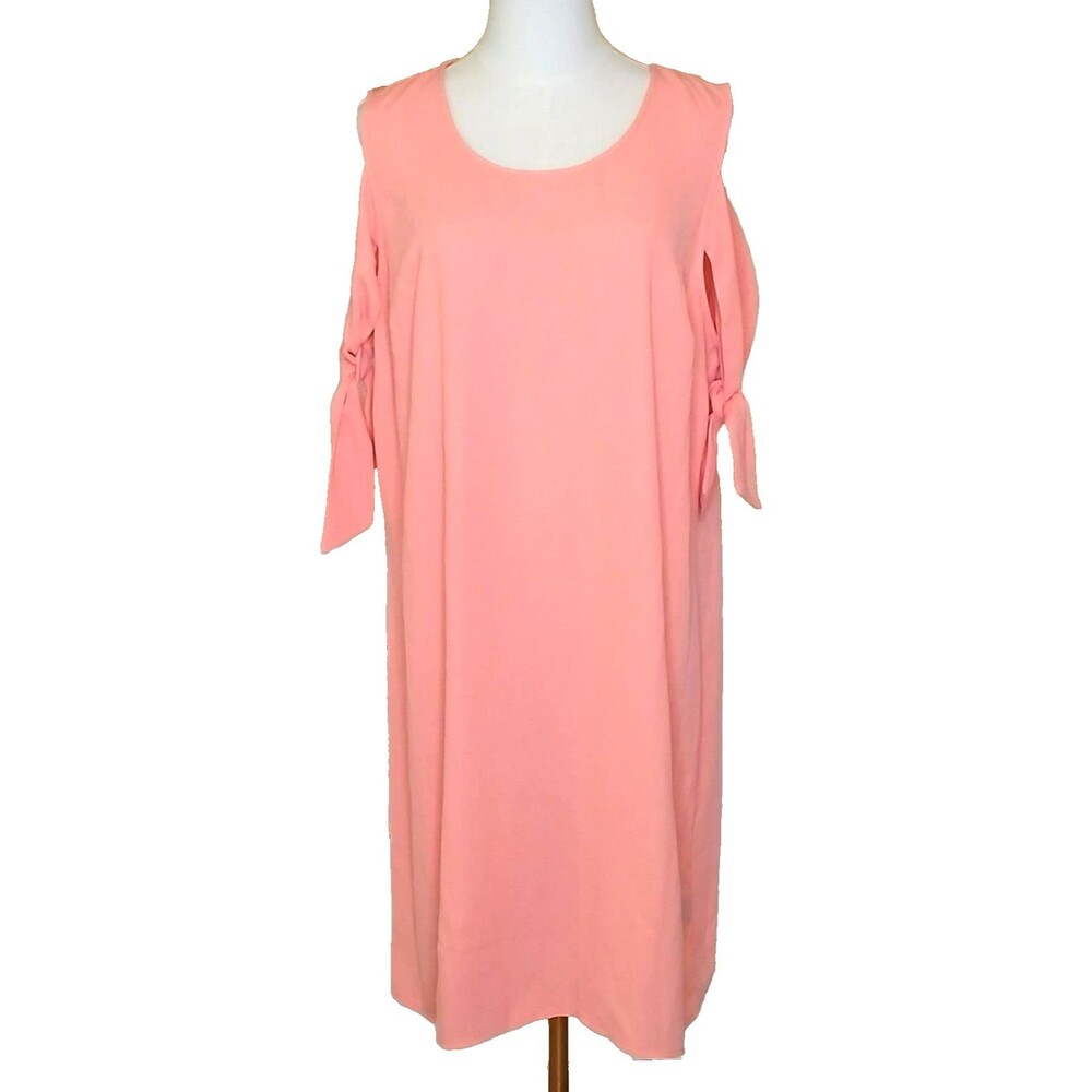 Attention Woman's XL Cold Shoulder Dress Bow Tie Sleeves Beachy Boho Clubbing